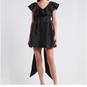 The Limelight collection by Francesca's Nelda Floral Jacquard Bow Back Dress